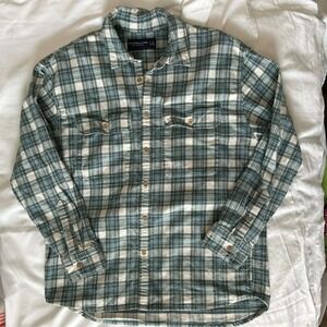 Abercrombie & Fitch 90s Oversized Shirt Green Plaid Flannel Mens Small Cotton